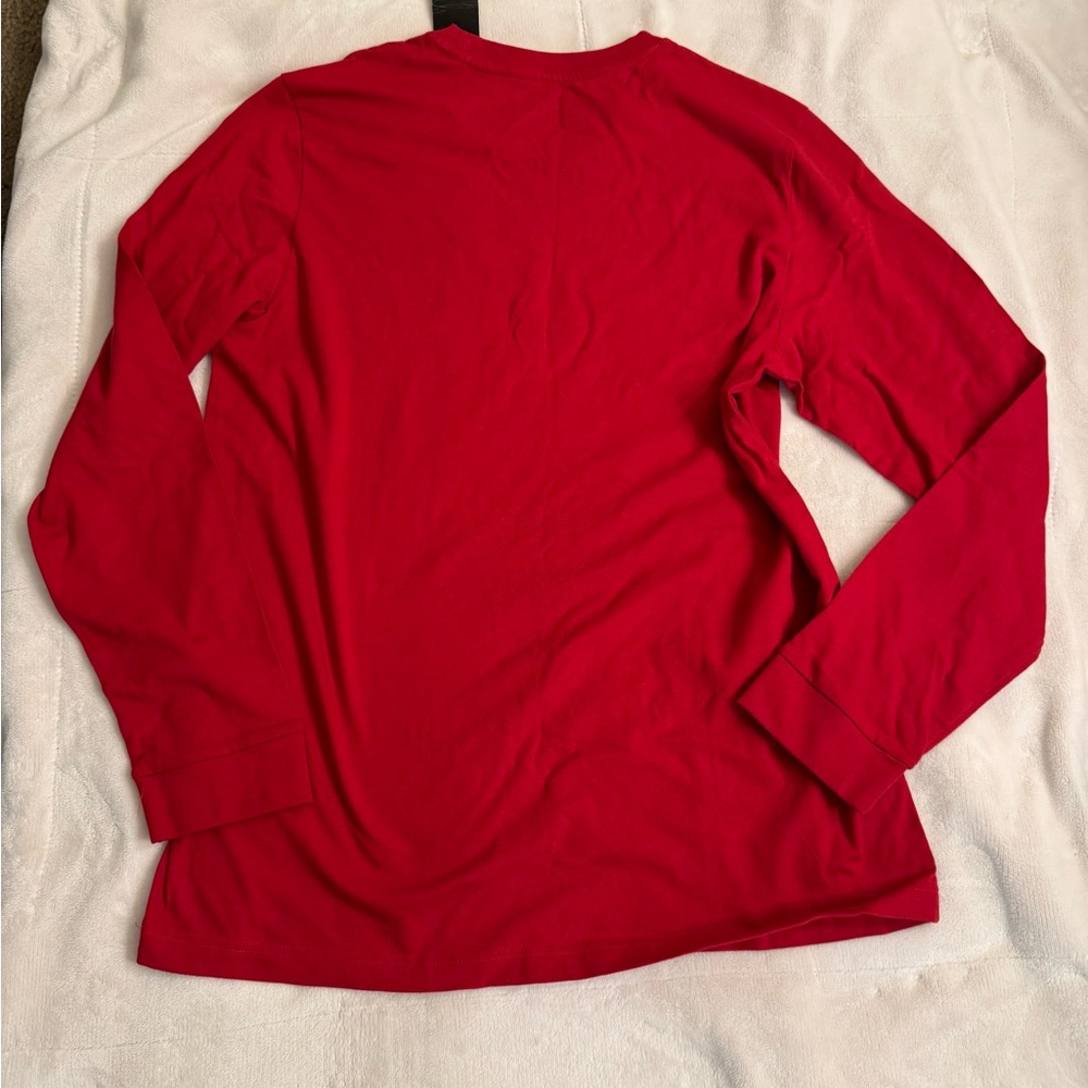 adidas Red Long Sleeve with White Logo - Picture 3 of 3